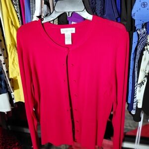 Bright Pink Button-Up Cardigan